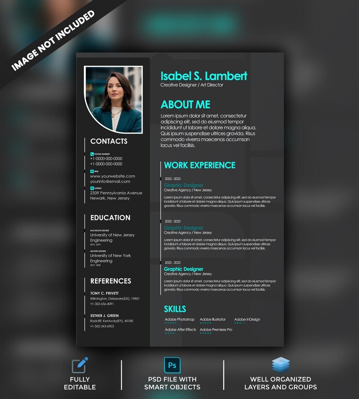 PSD modelo de currículo profissional ou cv