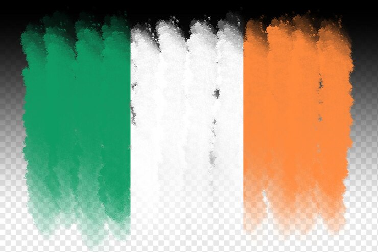 PSD modelo de desenho da bandeira da irlanda traço de pincel bandeira da república da irlanda design transparente arquivo psd