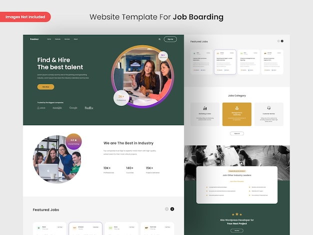 PSD modelo de design da página do site job boarding