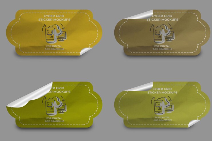 PSD modelo de design de adesivo redondo realista modelo de etiqueta promocional