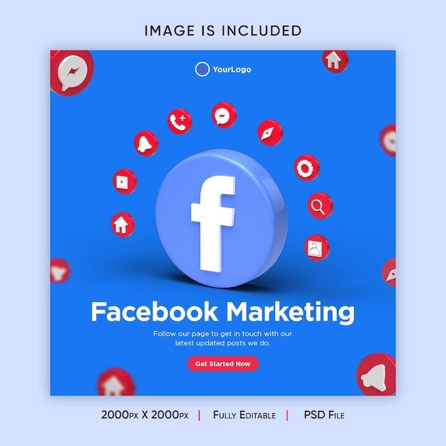 PSD modelo de design de anúncio de mídia social de marketing do facebook