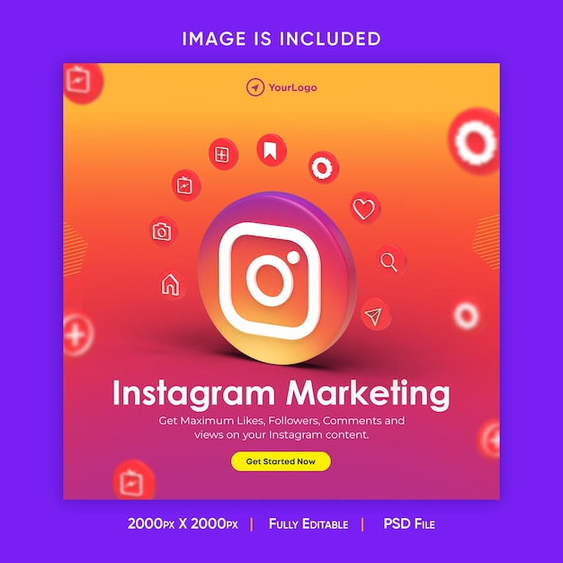 PSD modelo de design de anúncio de mídia social de marketing do instagram