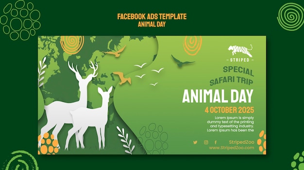 PSD modelo de design de anúncio do facebook do dia dos animais