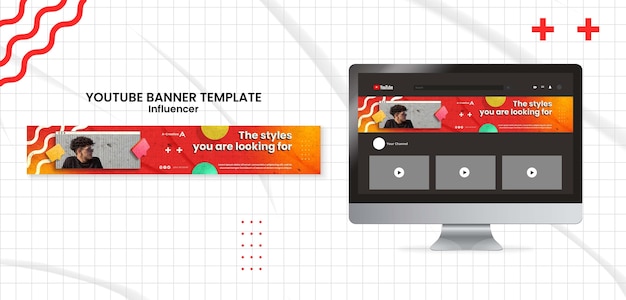 Modelo de design de arte de canal do youtube de influenciador