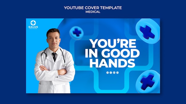 Modelo de design de arte de canal médico do youtube gradiente