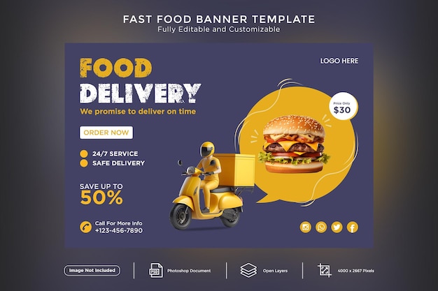 Modelo de design de banner de fast food