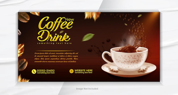 Modelo de design de banner de mídia social de bebida de café