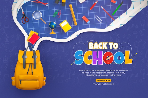Modelo de design de banner de mídia social de volta às aulas