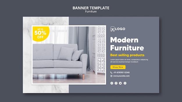 Modelo de design de banner de móveis modernos
