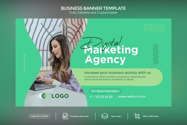PSD modelo de design de banner de negócios de agência de marketing digital