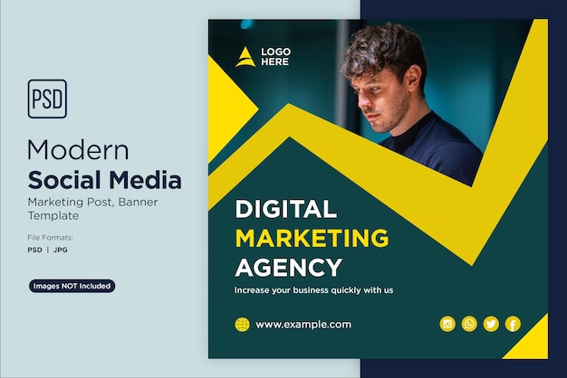 Modelo de Design de Banner de Negócios de Agência de Marketing Digital