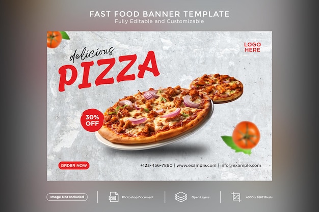 Modelo de design de banner de pizza de fast food