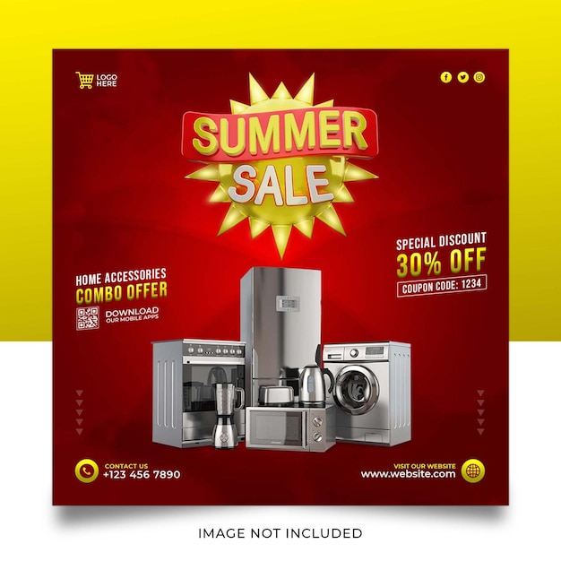 Modelo de design de banner de postagem de mídia social de oferta combinada de promoção de verão