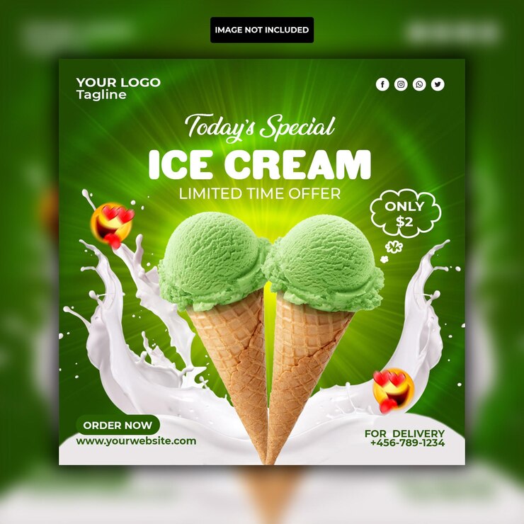 Modelo de design de banner de postagem do Instagram de mídia social de sorvete delicioso especial