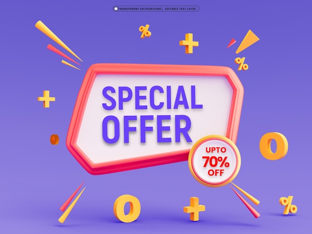 Modelo de design de banner de promoção 3D de oferta especial
