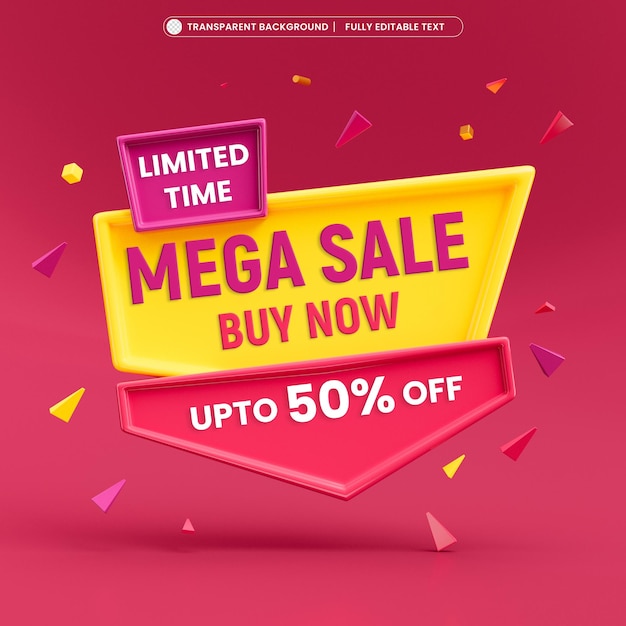 Modelo de design de banner de promoção de venda mega