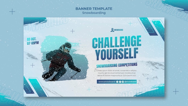 PSD modelo de design de banner de snowboard