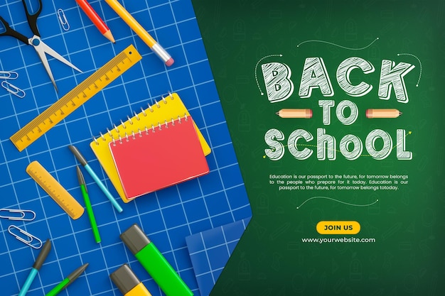 Modelo de design de banner de volta à escola