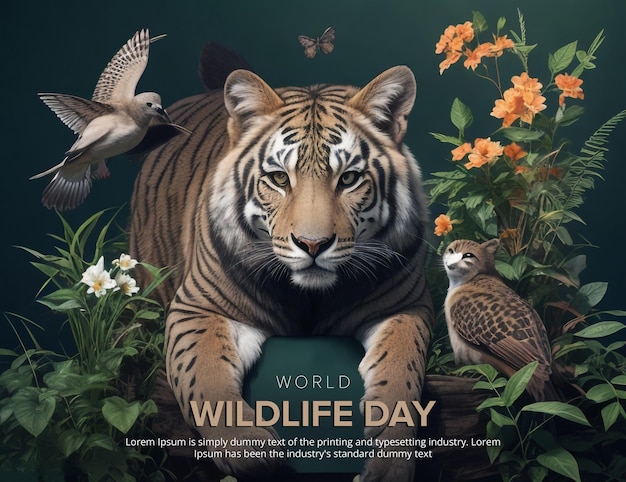 PSD modelo de design de banner do dia mundial da vida selvagem