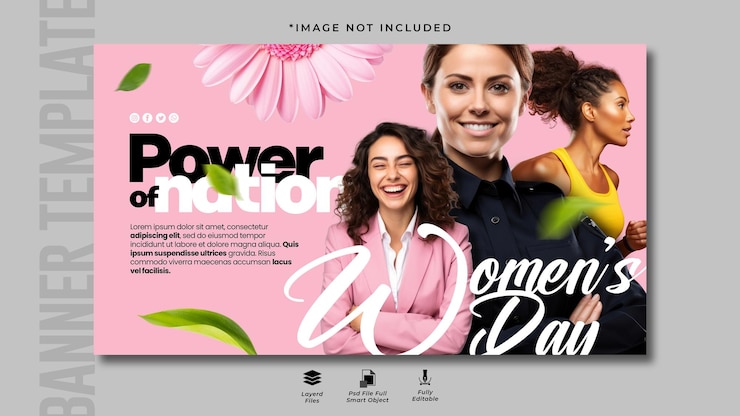 PSD modelo de design de banner horizontal do dia internacional da mulher