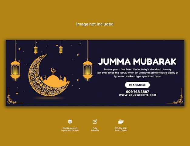 PSD modelo de design de banner jummah mubarak elegante