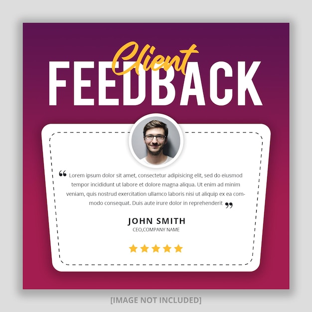 PSD modelo de design de banner na web de depoimento de feedback do cliente