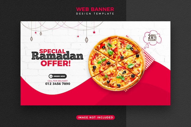 Modelo de design de banner web de comida para ramadã