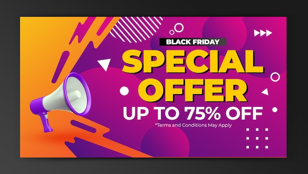 modelo de design de banner web de promoção de oferta especial de sexta-feira negra