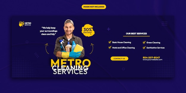 Modelo de design de capa do facebook do metro cleaning service