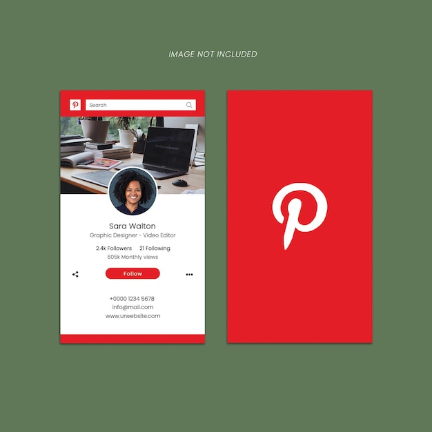 PSD modelo de design de cartão de visita do pinterest psd