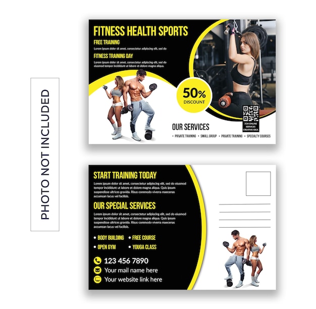 PSD modelo de design de cartão-postal de fitness