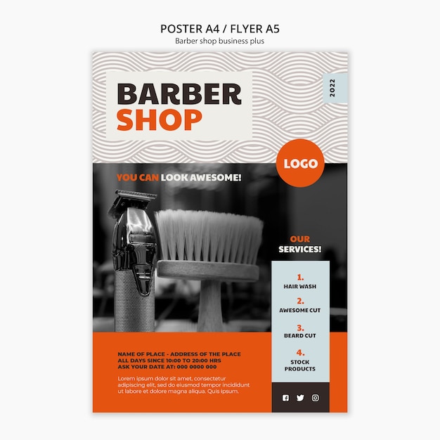 PSD modelo de design de cartaz de barbearia