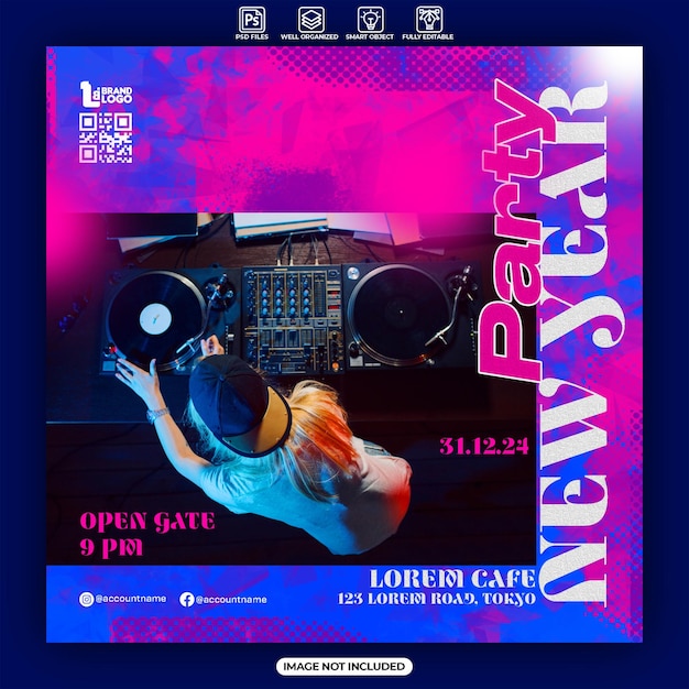 Modelo de design de cartaz de festa de ano novo