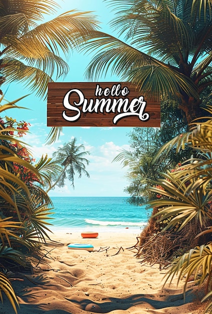 PSD modelo de design de cartaz ou panfleto de verão com fundo de verão