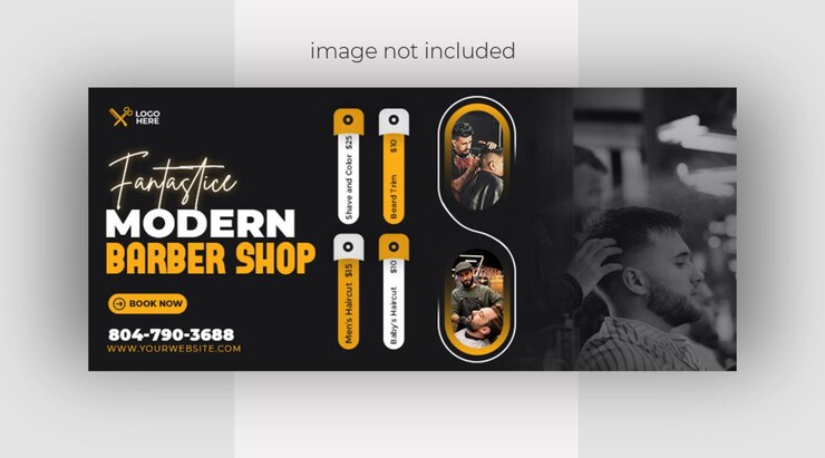 PSD modelo de design de cobertura facial de barbearia moderna