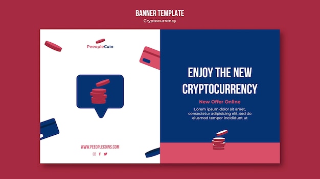 PSD modelo de design de criptomoeda de banner