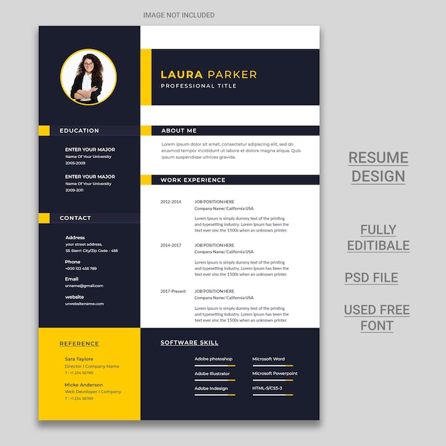 Modelo de design de currículo ou CV limpo