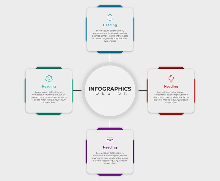 PSD modelo de design de etiqueta infográfico com ícones e 4 opções ou etapas