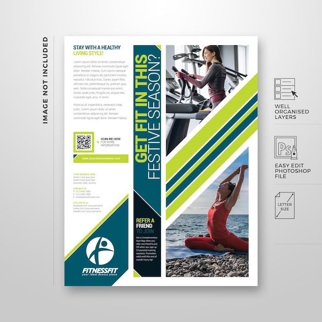 PSD modelo de design de folheto profissional de esporte e fitness
