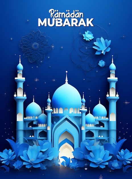 PSD modelo de design de fundo realista do cartaz de eid mubarak