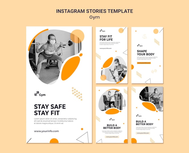 Modelo de design de histórias de instagram para academia