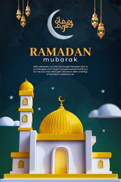 Modelo de design de histórias de mídia social Ramadan Mubarak 3d