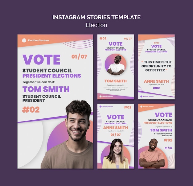 PSD modelo de design de histórias do instagram de eleição