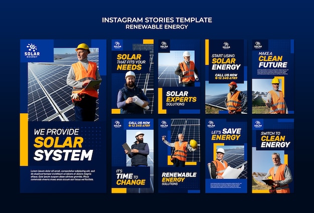 Modelo de design de histórias do instagram de energia renovável