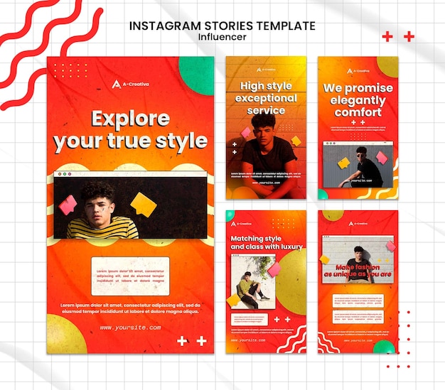 Modelo de design de histórias do instagram de influenciador