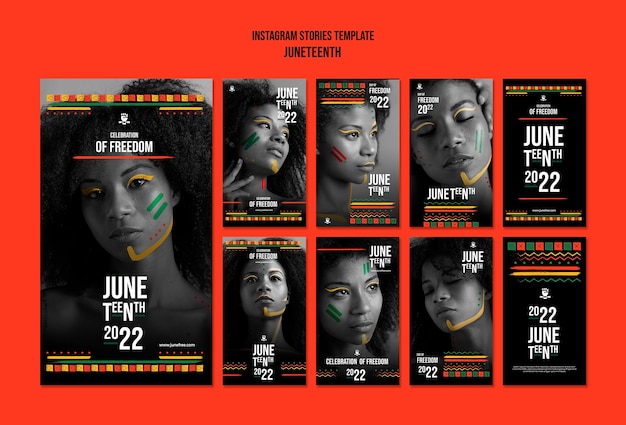 Modelo de design de histórias do instagram Juneteenth