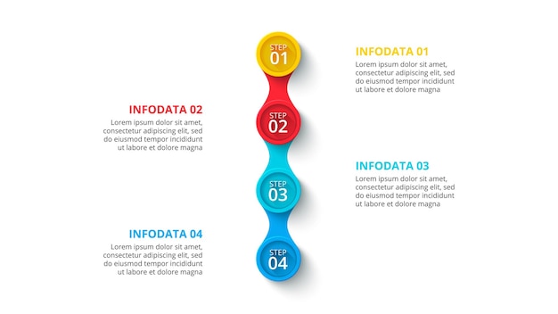 Modelo de design de infográfico vertical Conceito de negócios com 4 opções de etapas ou processos