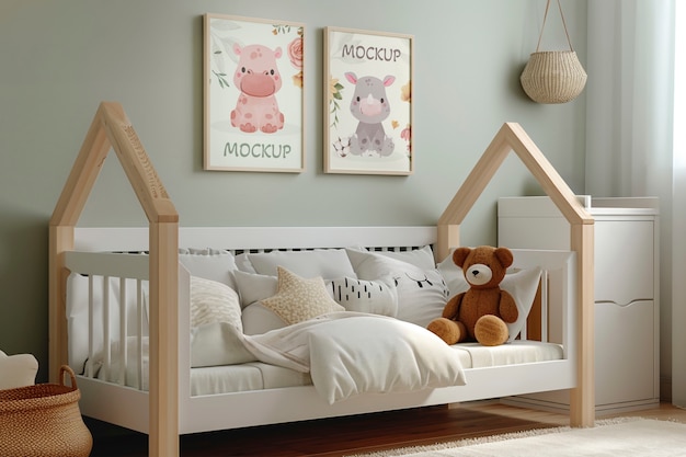 Modelo de design de interiores de cama Montessori