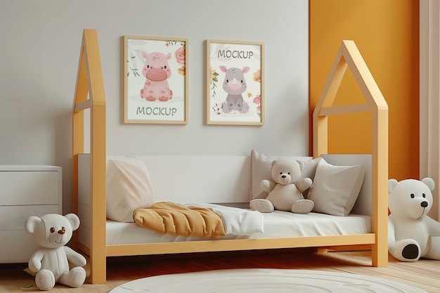 Modelo de design de interiores de cama Montessori