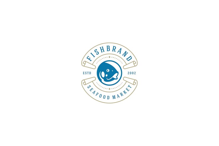 PSD modelo de design de logotipo de restaurante de peixe